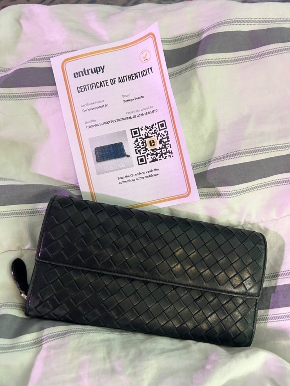 Bottega Veneta Intrecciato Black Leather Continental Wallet Authentic